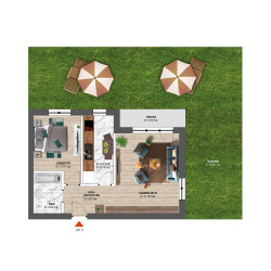 2 Camere 73 mp cu Gradina