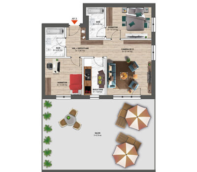 Apartament 3 Camere cu terasa, 160 m<sup>2</sup> – TIP SPECIAL