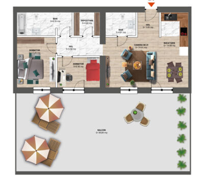 Apartament 3 Camere cu terasa, 203 m<sup>2</sup> – TIP SPECIAL