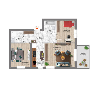 Apartament 3 Camere, 104 m<sup>2</sup>