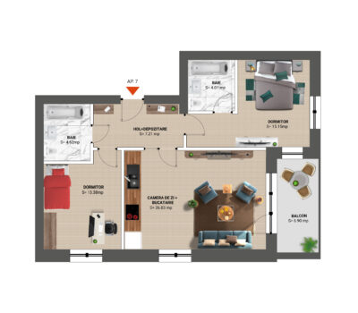 3 Rooms Open Space 98 m<sup>2</sup>