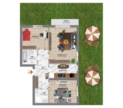 Apartament 3 Camere 99 m<sup>2</sup>, cu Gradina