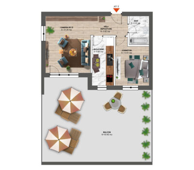 Apartament 2 Camere cu terasa, 142 m<sup>2</sup> – TIP SPECIAL