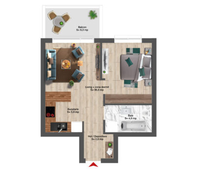 Double studio 58 sqm