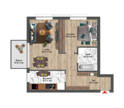 2 camere 73 m<sup>2</sup>