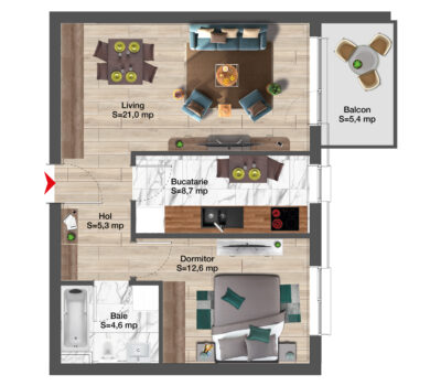 2 camere 71 m<sup>2</sup>